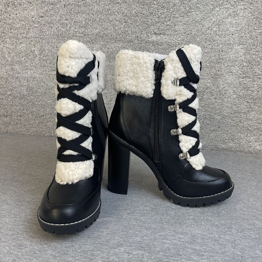 BCBGeneration Women's Palli Hiker Boots Black Sz 7M Heeled